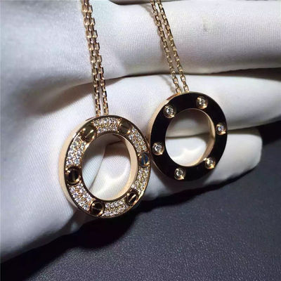Quality Love Necklace 18K Yellow Gold , Pave Diamond Necklace B7058400 factory