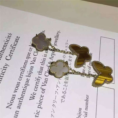 Quality Lucky Alhambra 18K Gold Earrings 2 Motifs White Mother Of Pearl With Butterfly Shape factory