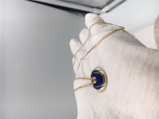 Quality Dark Blue Lapis Lazuli  Luxury Gold Jewelry 18K Real Gold Chains With Pendants factory