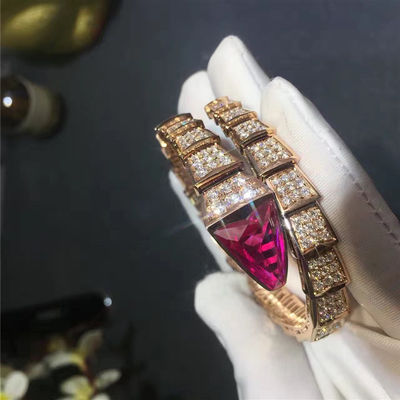 Quality Luxury Jewelry Serpenti Bracelet BR856126 With Rubellite Head , Diamond Bangle Bracelet 18K factory