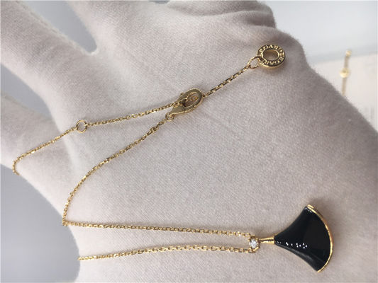 Quality Black Pendant Necklace 18K Yellow Gold , Black Gemstone Necklace With Onyx Pendant factory