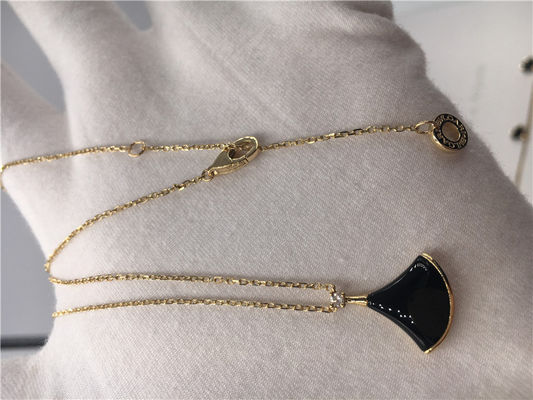 Quality Black Pendant Necklace 18K Yellow Gold , Black Gemstone Necklace With Onyx Pendant factory