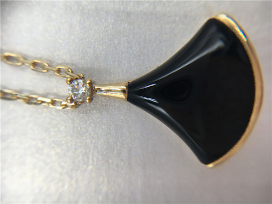 Quality Black Pendant Necklace 18K Yellow Gold , Black Gemstone Necklace With Onyx Pendant factory