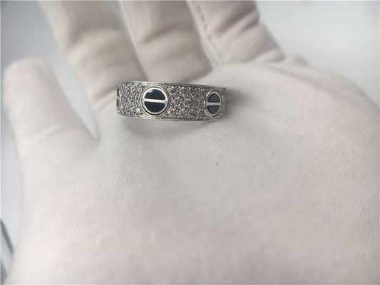 Quality B4207600 18K White Gold  Jewelry Love Ring With Diamonds / Ceramic factory