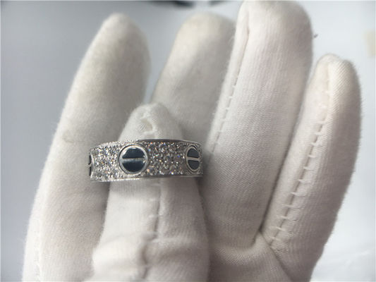 Quality B4207600 18K White Gold  Jewelry Love Ring With Diamonds / Ceramic factory