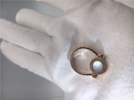 Quality 18K Luxury Jewelry Jewelry Vintage Rose Gold Engagement Rings With Mother Of Pearl / Pavé Diamonds factory