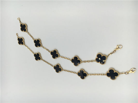 Quality Women'S Vintage Alhambra 18K Gold Jewelry Handmade With Onyx No Diamond factory