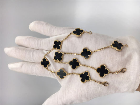 Quality Women'S Vintage Alhambra 18K Gold Jewelry Handmade With Onyx No Diamond factory