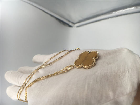 Quality Custom Handmade Ladies 18K Gold Necklace With Bois D’Amourette / Brown Gemstone factory