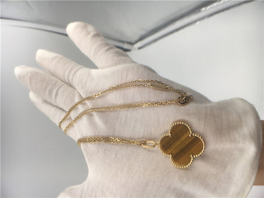 Quality Custom Handmade Ladies 18K Gold Necklace With Bois D’Amourette / Brown Gemstone factory