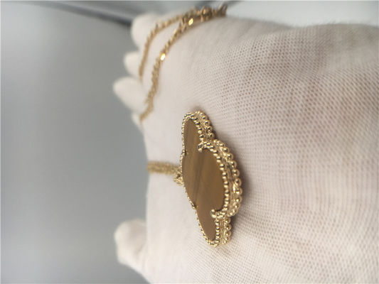 Quality Custom Handmade Ladies 18K Gold Necklace With Bois D’Amourette / Brown Gemstone factory