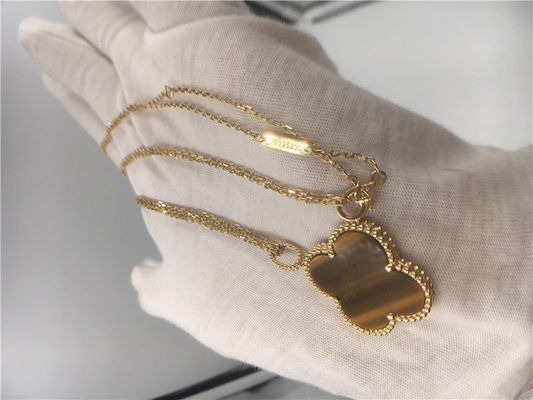 Quality Custom Handmade Ladies 18K Gold Necklace With Bois D’Amourette / Brown Gemstone factory