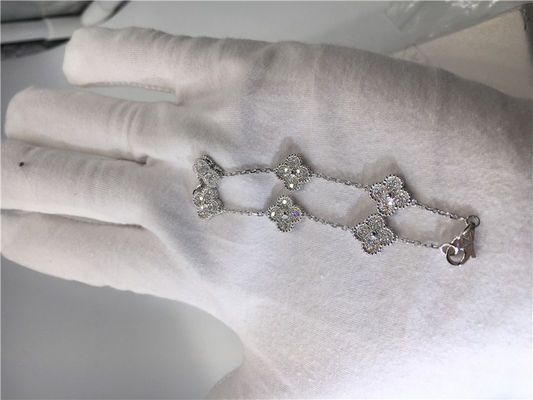 Quality Full Diamond Luxury Diamond Jewelry Sweet Alhambra Bracelet 6 Motifs White Gold factory