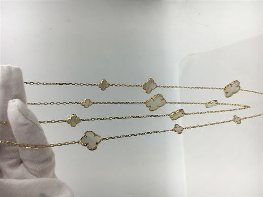 Quality Long Necklace Van Cleef And Arpels With Flower Shape 16 Motifs White Gold Pendant Necklace factory