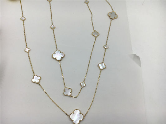 Quality Long Necklace Van Cleef And Arpels With Flower Shape 16 Motifs White Gold Pendant Necklace factory