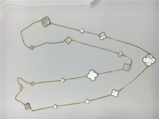 Quality Long Necklace Van Cleef And Arpels With Flower Shape 16 Motifs White Gold Pendant Necklace factory