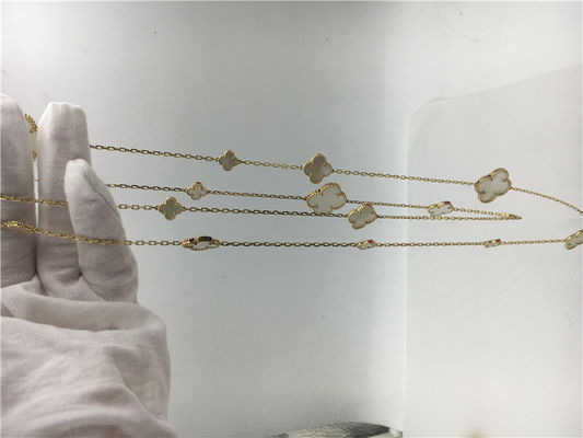 Quality Long Necklace Van Cleef And Arpels With Flower Shape 16 Motifs White Gold Pendant Necklace factory