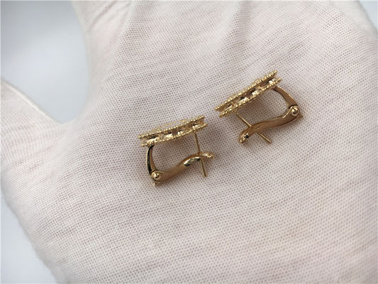 Quality Vintage Alhambra 18K Gold Earrings With White Mother Of Pearl / Clover Leaf Shape factory