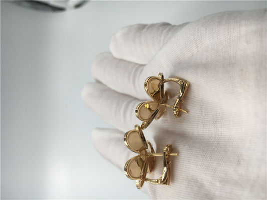 Quality Van Cleef Frivole Earrings , 18k Yellow Gold Vintage Alhambra Earrings factory
