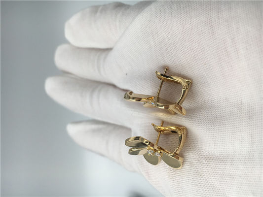 Quality Van Cleef Frivole Earrings , 18k Yellow Gold Vintage Alhambra Earrings factory