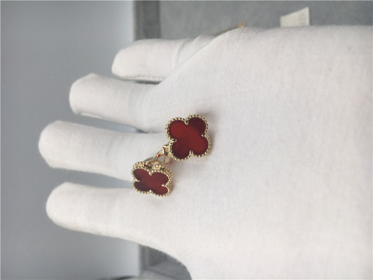 Quality Van Cleef Arpels Vintage Alhambra earrings 18k yellow gold with carnelian factory