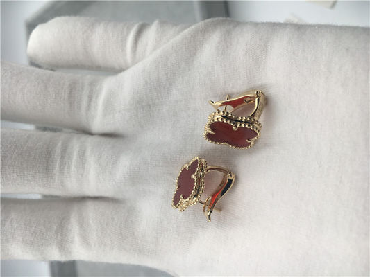 Quality Van Cleef Arpels Vintage Alhambra earrings 18k yellow gold with carnelian factory