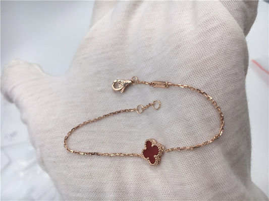 Quality Van Cleef Arpels 18K Gold Bracelet Sweet Style Carnelian For Young Girl factory