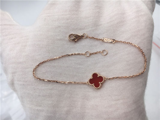 Quality Van Cleef Arpels 18K Gold Bracelet Sweet Style Carnelian For Young Girl factory