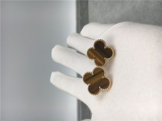 Quality Van Cleef Arpels Vintage Alhambra earrings 18k yellow gold with bois d’amourette factory