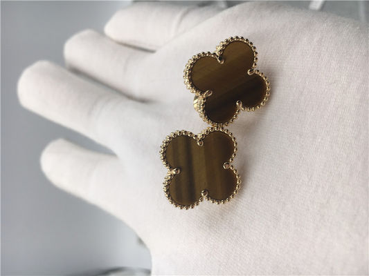 Quality Van Cleef Arpels Vintage Alhambra earrings 18k yellow gold with bois d’amourette factory