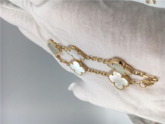 Quality Elegant 18K Gold Jewelry Vintage Alhambra Bracelet With White Mother Of Pearl factory