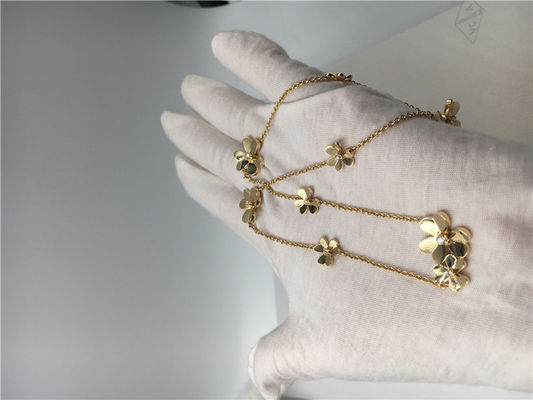 Quality 18k Yellow Gold Necklace With Round Diamonds , 9 Flowers Van Cleef Frivole Necklace factory