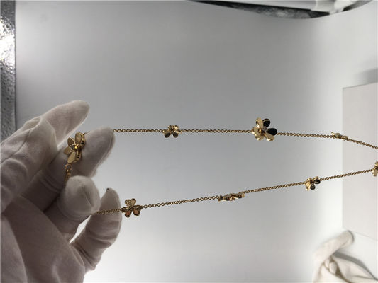 Quality 18k Yellow Gold Necklace With Round Diamonds , 9 Flowers Van Cleef Frivole Necklace factory
