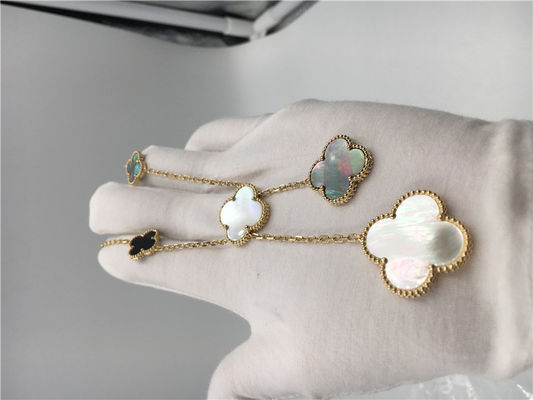 Quality 18k Yellow Gold Flower Shaped Necklace , Van Cleef Arpels Magic Alhambra Necklace factory