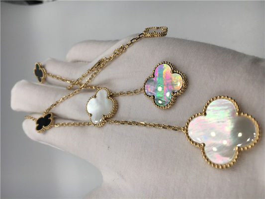 Quality 18k Yellow Gold Flower Shaped Necklace , Van Cleef Arpels Magic Alhambra Necklace factory