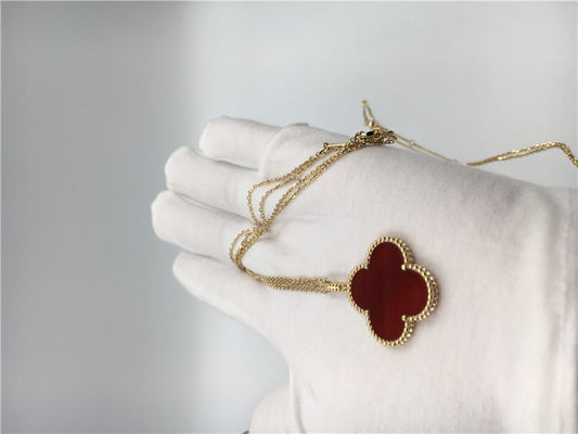 Quality 18k Gold Chain Necklace With Carnelian , Simple Gold Necklace No Diamond factory