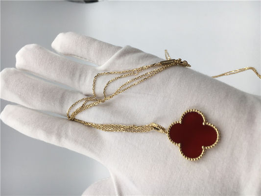 Quality 18k Gold Chain Necklace With Carnelian , Simple Gold Necklace No Diamond factory