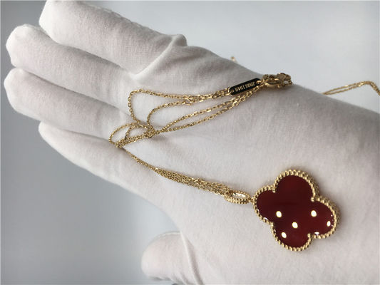 Quality 18k Gold Chain Necklace With Carnelian , Simple Gold Necklace No Diamond factory