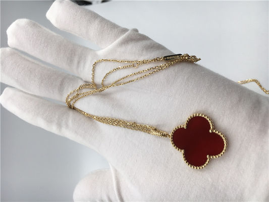 Quality 18k Gold Chain Necklace With Carnelian , Simple Gold Necklace No Diamond factory