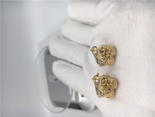 Quality Round Diamonds Vintage 18K Gold Earrings Handmade For Wife / Girlfriend factory