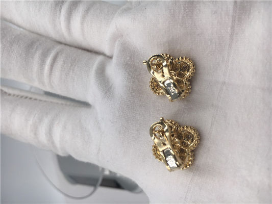 Quality Round Diamonds Vintage 18K Gold Earrings Handmade For Wife / Girlfriend factory