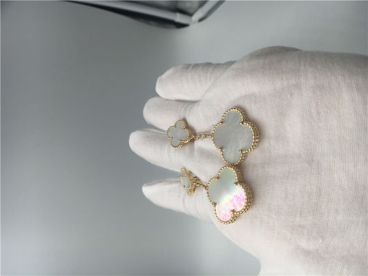 Quality Van Cleef Earrings With 2 Motifs , 18k Yellow Gold Van Cleef Mother Of Pearl Earrings factory
