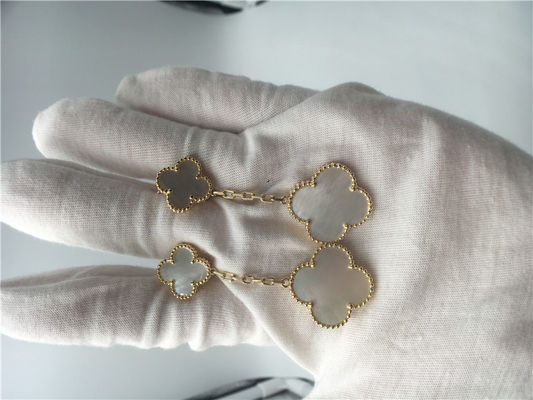 Quality Van Cleef Earrings With 2 Motifs , 18k Yellow Gold Van Cleef Mother Of Pearl Earrings factory