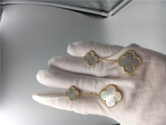 Quality Van Cleef Earrings With 2 Motifs , 18k Yellow Gold Van Cleef Mother Of Pearl Earrings factory