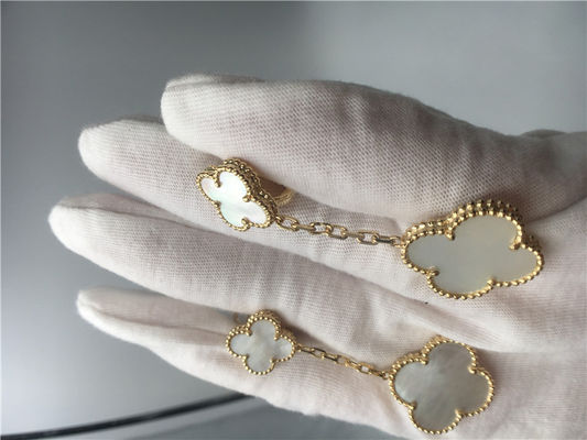Quality Van Cleef Earrings With 2 Motifs , 18k Yellow Gold Van Cleef Mother Of Pearl Earrings factory