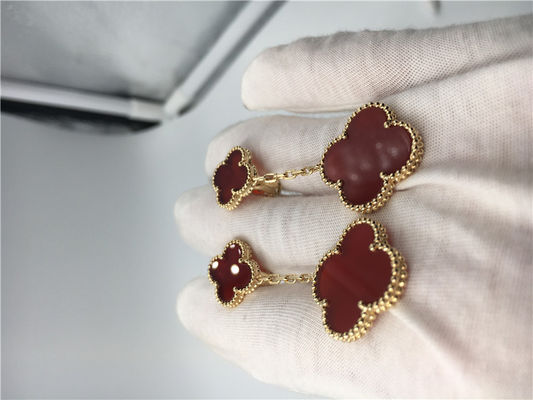 Quality Magic Alhambra 18K Gold Earrings With Red Mother Of Pearl / Custom Size factory