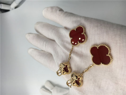 Quality Magic Alhambra 18K Gold Earrings With Red Mother Of Pearl / Custom Size factory
