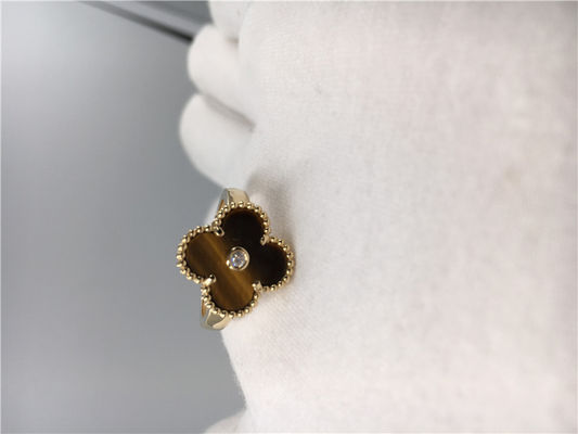Quality Tiger’S Eye / Round Diamond 18K Gold Ring Handmade Luxury For Wedding factory