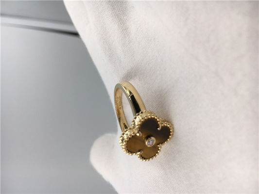 Quality Tiger’S Eye / Round Diamond 18K Gold Ring Handmade Luxury For Wedding factory