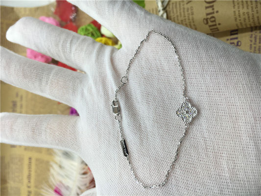 Quality 18k White Gold Sweet Alhambra Bracelet , Gold Chain Bracelets For Ladies factory